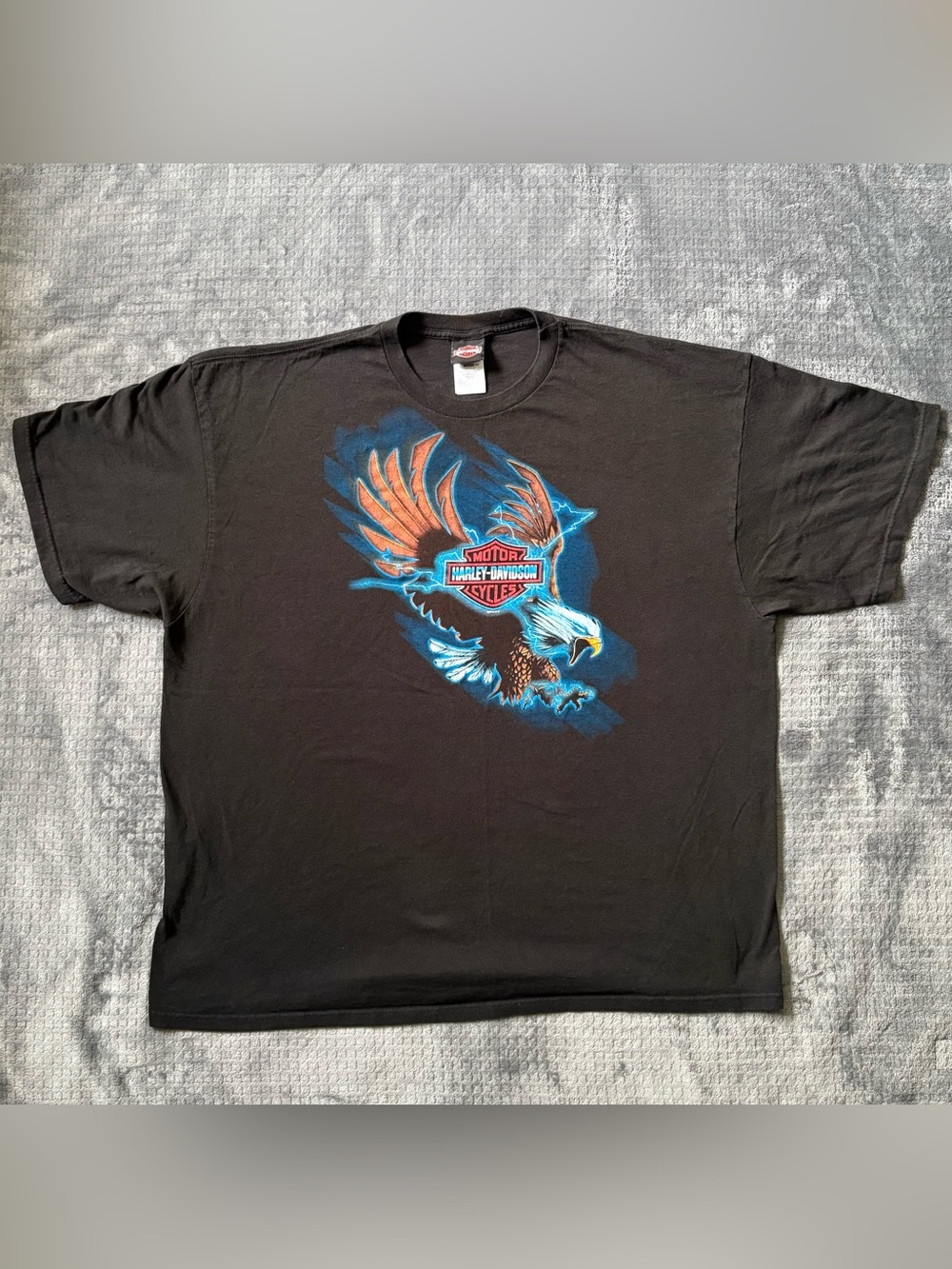 Harley Davidson Fort Meyers Florida Black/Blue Eagle Graphic Tshirt Mens 3XL USA